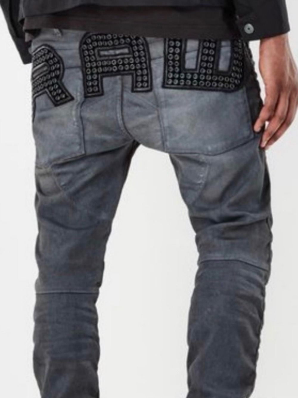 G-Star Men's Gray Stud-Embellished Slim Jeans